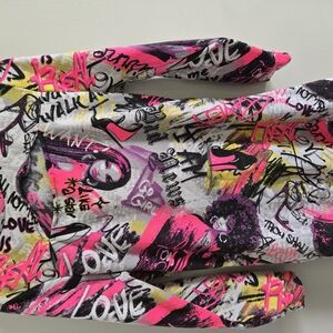 Graffiti Print‎ Dress in Pink and Black